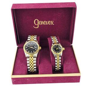 Him & Her Genevex Quartz Two-Tone Date Watch Battery Needed
